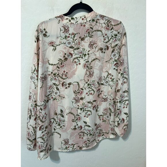 Soho New York & Co Jeans Sz L Floral Print Blouse Tie Front Crossover Hem - Picture 9 of 10